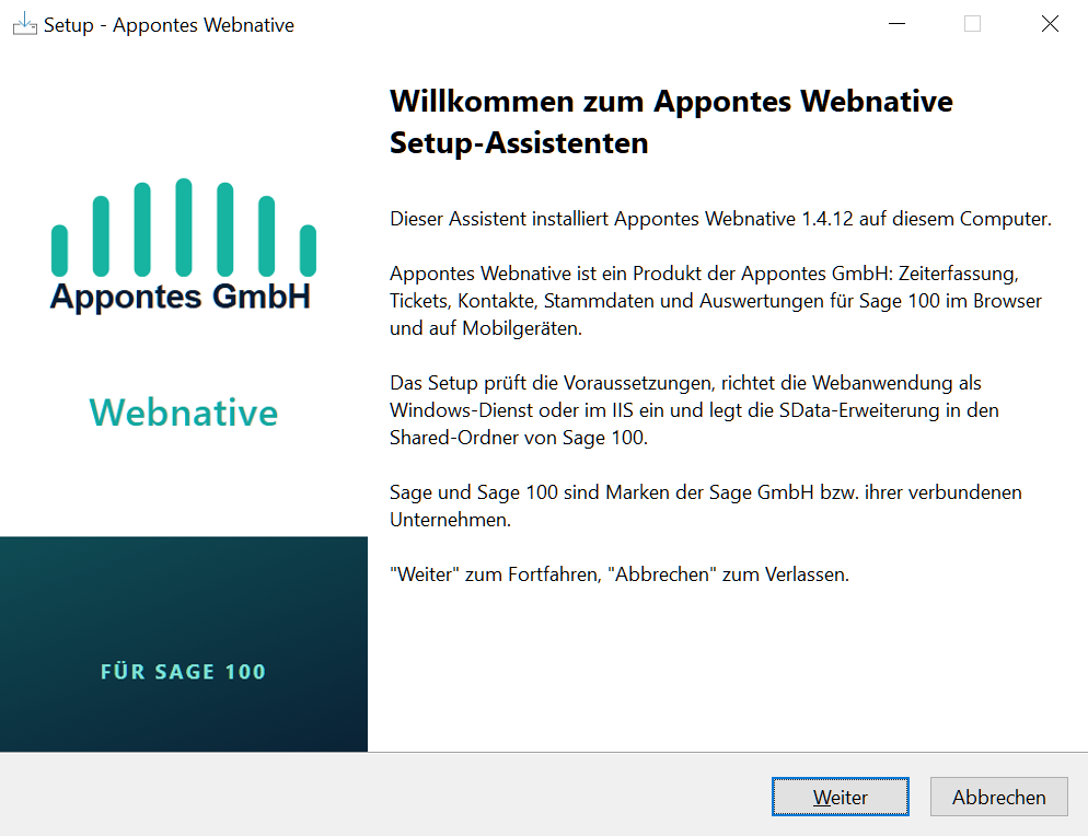 Setup: Willkommen