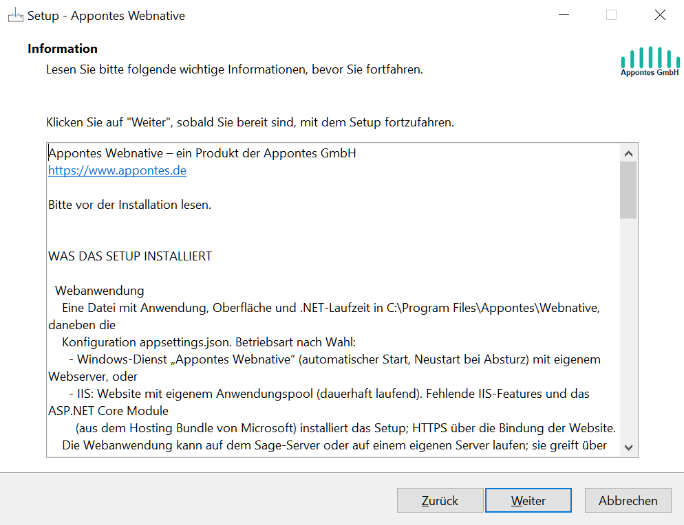 Setup: Information