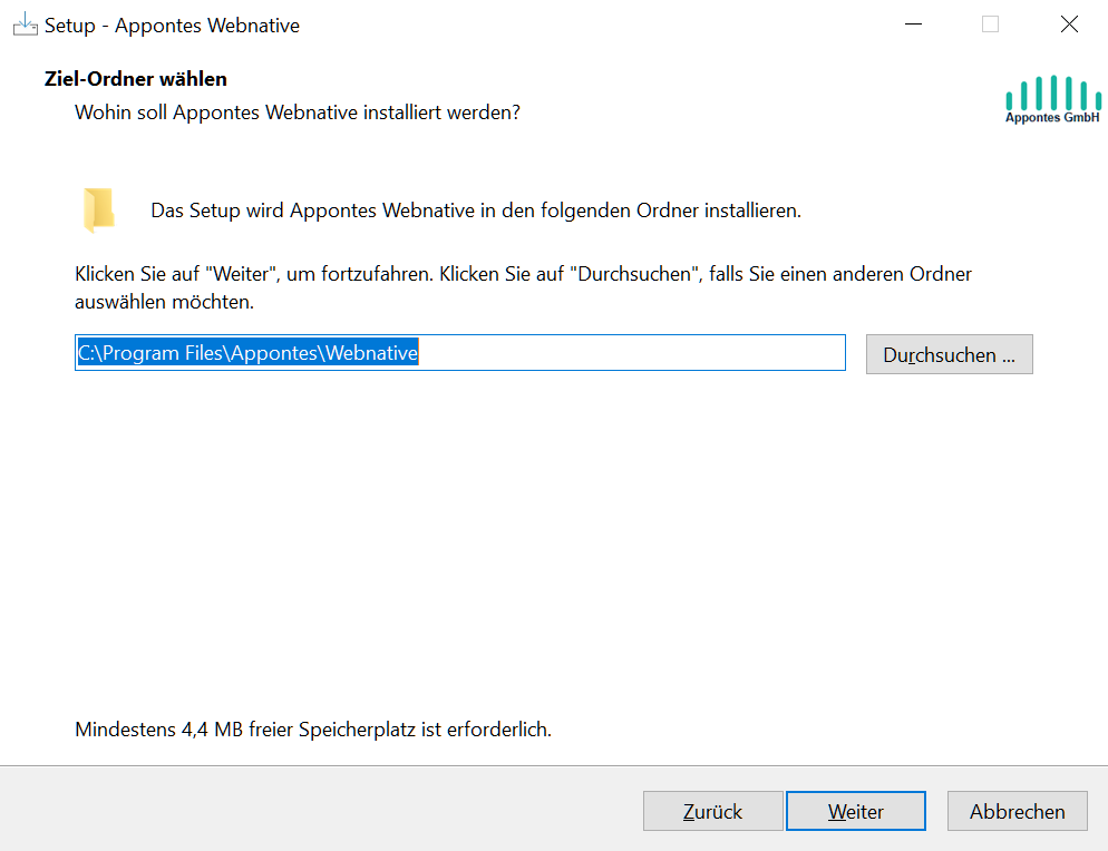 Setup: Ziel-Ordner