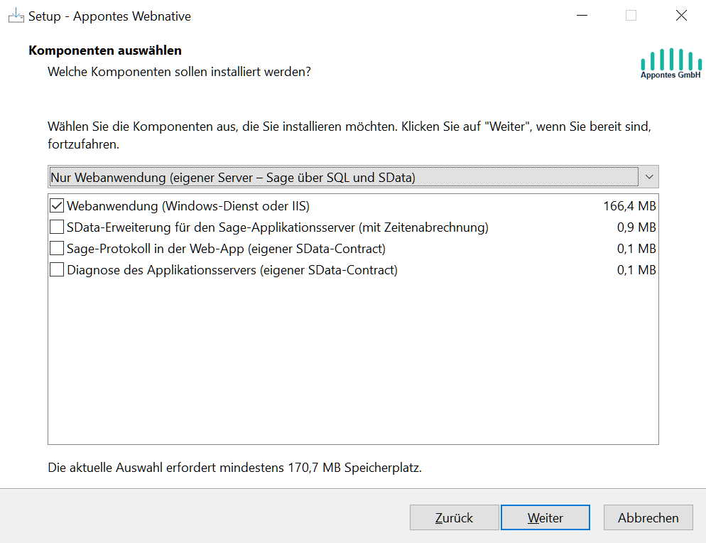 Setup: Nur Webanwendung